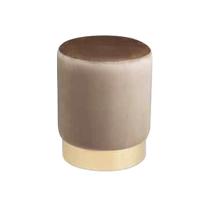 Pufe em Veludo Marrom e Metal 43,5X35cm - Mart