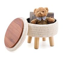 Pufe otomano Wimarsbon 100% algodão tricotado Boho com armazenamento