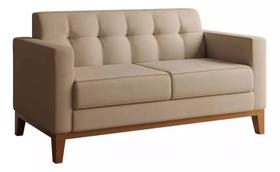 Pufe Sofá Requinte Namoradeira Linho Bege Para Sala De Estar E Recpção Dorti Moveis