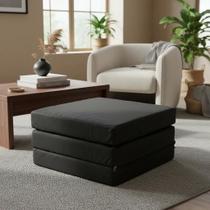 Pufe Vira Cama 3em1 Multiuso De Solteiro Dobrável Colchonete Cor Preto Envio Rápido