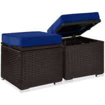 Pufes Externos de Vime com Armazenamento Navy Pufes Externos de Vime com Armazenamento Navy