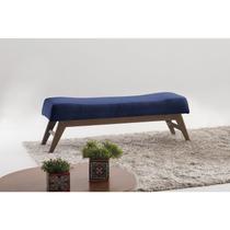 Puff 100cm Pés Imbuia Horus Moderno Azul