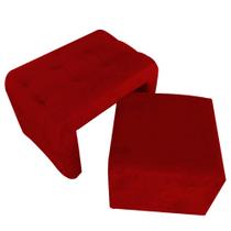 Puff 2 em 1 Brenda Suede Vermelho - D'Classe Decor