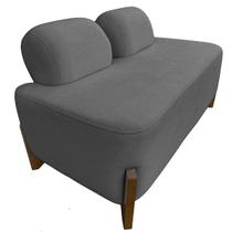 Puff 2 Lugares Virginia Tecido Boucle Cinza Escuro