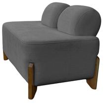 Puff 2 Lugares Virginia Tecido Boucle Cinza Escuro