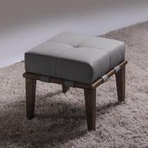 Puff 45cm cor Pés Imbuia Livia Cinza Puff 45cm cor Pés Imbuia Livia Cinza