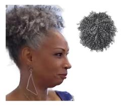 Puff Afro Grisalho coque Puff Com 70 por cento grisalhos cabelo orgânico