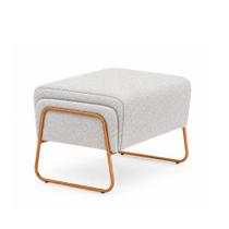 Puff Amélie Base Aço Bouclé Cinza - Sallar Home