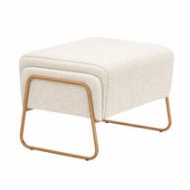 Puff Amélie Base Aço Bouclé Off White - Sallar Home