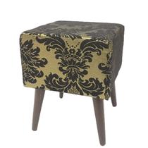 Puff Angel Quadrado Jacquard Luxo Dourado com Preto Medalhão Puff Angel Quadrado Jacquard Luxo Dourado com Preto Medalhão