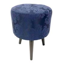 Puff Angel Redondo Pé Palito Jacquard Azul Marinho Puff Angel Redondo Pé Palito Jacquard Azul Marinho