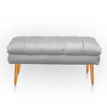 Puff Aparador Estofado Italy Decorativo Veludo Cinza