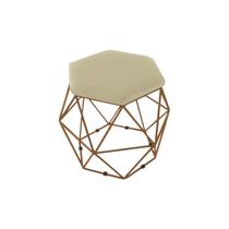 Puff Aramado Bronze Decorativo Suede Bege Puff Aramado Bronze Decorativo Suede Bege