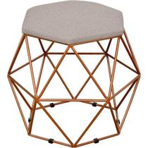 Puff Aramado Bronze Six L02 Linho Bege Puff Aramado Bronze Six L02 Linho Bege