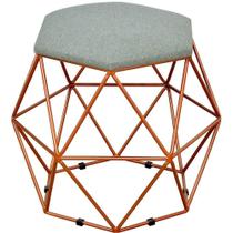 Puff Aramado Bronze Six L02 Linho Cinza Escuro