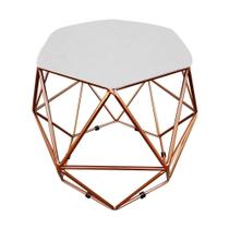 Puff Aramado Hexágono Suede Base Bronze - D'rossi Branco Puff Aramado Hexágono Suede Base Bronze - D'rossi Branco