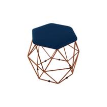 Puff Aramado Onix Hexagonal Base Bronze Azul Marinho Puff Aramado Onix Hexagonal Base Bronze Azul Marinho