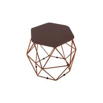 Puff Aramado Onix Hexagonal Base Bronze Marrom Claro