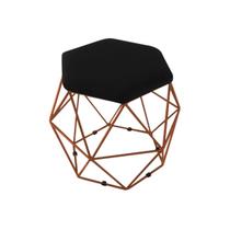 Puff Aramado Onix Hexagonal Base Bronze Preto Puff Aramado Onix Hexagonal Base Bronze Preto