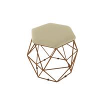 Puff Aramado Onix Hexagonal Base Bronze Suede Bege