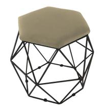 Puff Aramado Preto Assento Hexagonal Suede Nude - SA Móveis Puff Aramado Preto Assento Hexagonal Suede Nude - SA Móveis