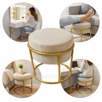 Puff Argola Banquinho Redondo Decorativo Suede Base e Tampo material sintético Sala Quarto Escritório Puff Argola Banquinho Redondo Decorativo Suede Base e Tampo material sintético Sala Quarto Escritório