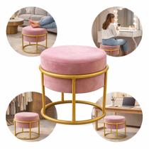 Puff Argola Banquinho Redondo Decorativo Suede Base e Tampo material sintético Sala Quarto Escritório Puff Argola Banquinho Redondo Decorativo Suede Base e Tampo material sintético Sala Quarto Escritório