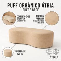 Puff Atria Orgânico 100cm em Suede Bege Conforto, Qualidade e Design