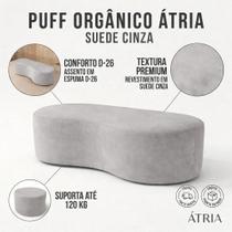 Puff Atria Orgânico 100cm em Suede Cinza Conforto, Design Moderno e Qualidade