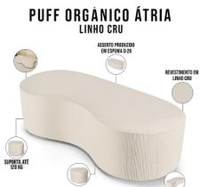 Puff Atria Orgânico em Linho Natural Off White Conforto, Sofisticação e Design Moderno para Sala de Estar