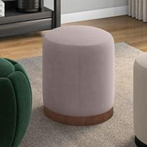 Puff Áureo Redondo Confortavel 41x41 Veludo Rose Larbelle