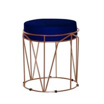 Puff Babu Bronze Veludo Azul Marinho