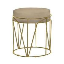 Puff Babu Dourado Veludo Bege - FdECOR