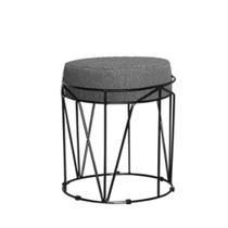 Puff Babu Preta Linho Cinza