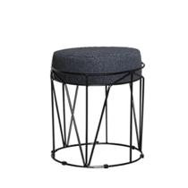 Puff Babu Preta Linho Grafite Iben Móveis