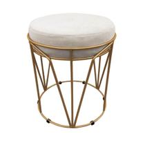 Puff Babu Suede Base Dourado Drossi Bege Puff Babu Suede Base Dourado Drossi Bege