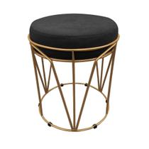 Puff Babu Suede Base Dourado Drossi Preto Puff Babu Suede Base Dourado Drossi Preto