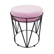 Puff Babu Suede Base Preto Rosa Bebê Puff Babu Suede Base Preto Rosa Bebê