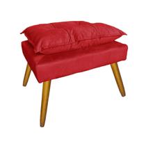 Puff Banco Decorativo Estofado Para Hall de Entrada Apolo Suede Vermelho - LM DECOR