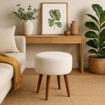 Puff Banco Decorativo Lia Linho Bege
