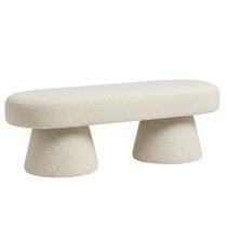 Puff Banco Estofado Base Cone Liz Bouclé Off White - Nexta Casa