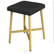 Puff Banco Iron Com Base De Ferro Gold Decorativo Para Sala