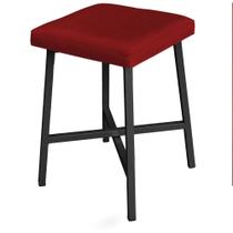 Puff Banco Iron Com Base De Ferro Preta Decorativo Para Sala