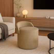 Puff Banco Orgânico Encosto Redondo Sala Estar Quarto Suede Cor:Bege