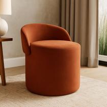 Puff Banco Orgânico Encosto Redondo Sala Estar Quarto Suede Cor:Bege