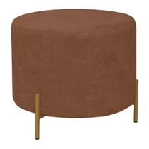 Puff Banco Redondo Orgânico Pé de Ferro Grécia 45x45 Bouclê