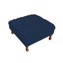 Puff Banco Retrô Luis Xv Capitonê 40 x 70 x 70cm Quarto Closet Suede Azul Marinho - DL DECOR