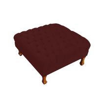 Puff Banco Retrô Luis Xv Capitonê 40 x 70 x 70cm Quarto Closet Suede Vermelho Bordo - LM DECOR
