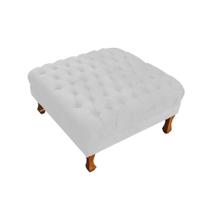 Puff Banco Retrô Luis Xv Capitonê 40 x 70 x 70cm Sala Salão Corano Branco - LM DECOR