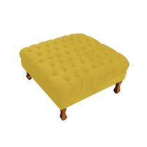 Puff Banco Retrô Luis Xv Capitonê 40 x 70 x 70cm Sala Salão Suede Amarelo - LM DECOR
